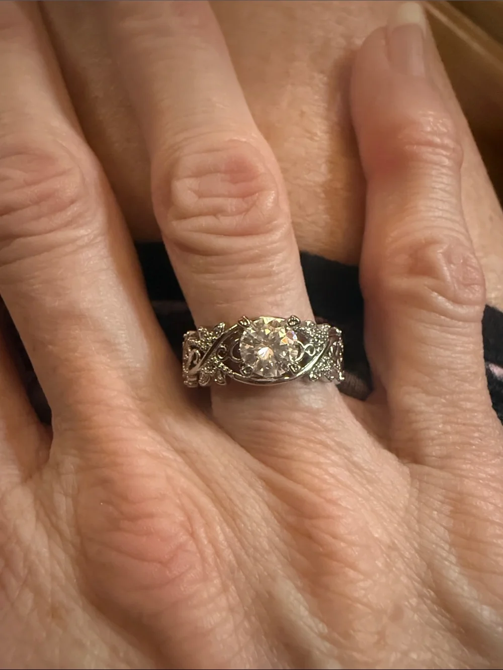 GRA CERTIFIED MOISSANITE DIAMOND 1CT silver baked Filigree Engagement Ring